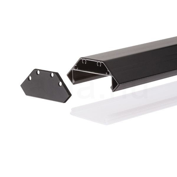 LED PROFILE J felületre szerelhető 1m fekete matt akrilát/alumínium 