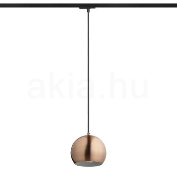 AGNETA egy áramkörös sínen függő lámpa  szálcsiszolt réz 230V LED E27 11W