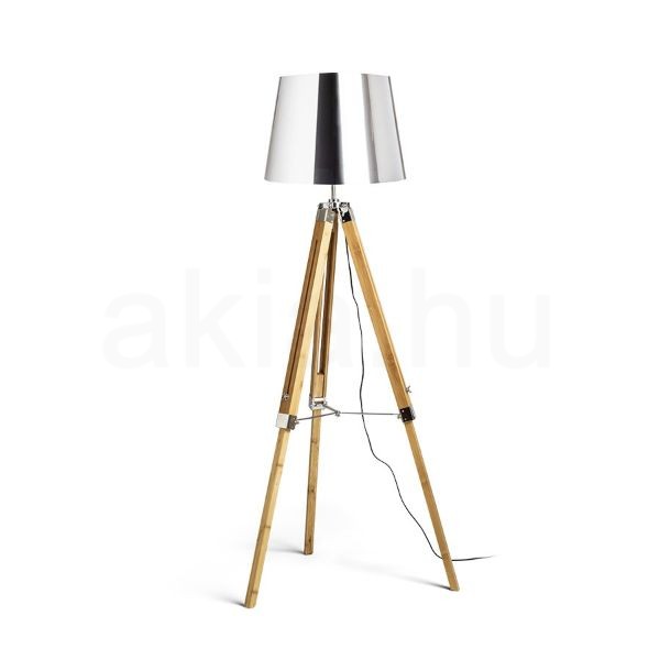 ALVIS/ILUSION állólámpa  krómozott fólia/bambusz 230V LED E27 15W