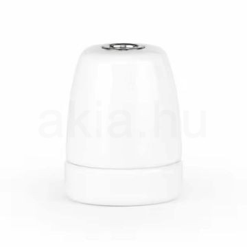 Fehér E27 egyenes porcelán foglalat M10×1 rögzítéssel