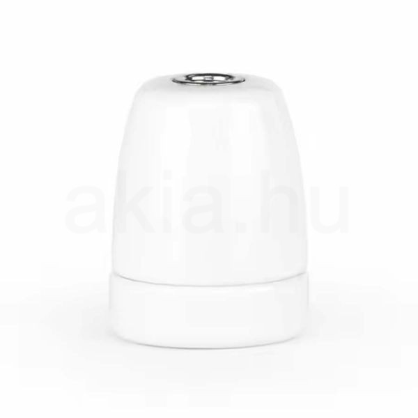 Fehér E27 egyenes porcelán foglalat M10×1 rögzítéssel