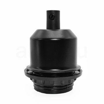 Fekete Edison E27 búratartós foglalat fém burkolattal