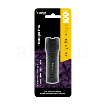 Technik Elemlámpa P15 (akkumulátoros) XPE LED + micro USB (100 lumen)